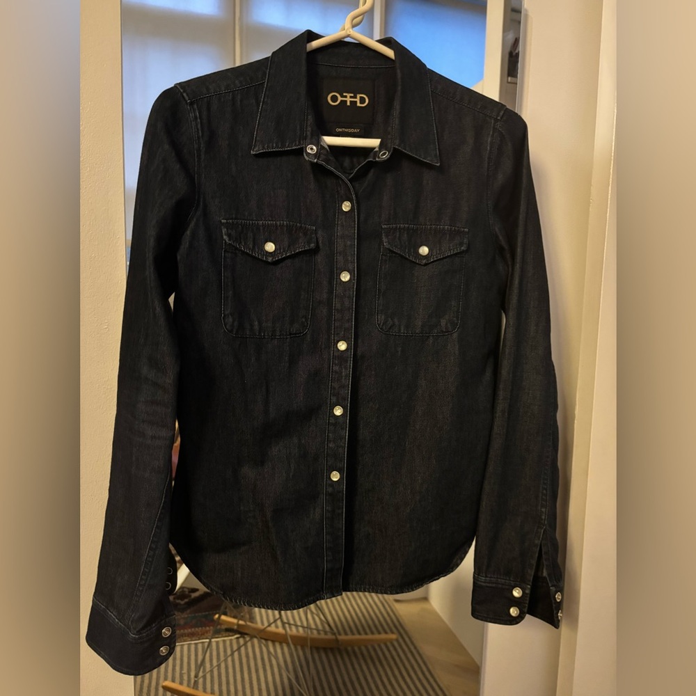 OTD Dark Indigo shrunken chambray shirt.
